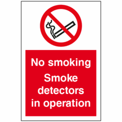 No smoking smoke detectors in operation sign - Ref: ps182