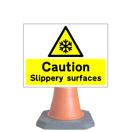 Caution-slippery-surface-cns75-cone-sign-med – Safety Sign Warehouse