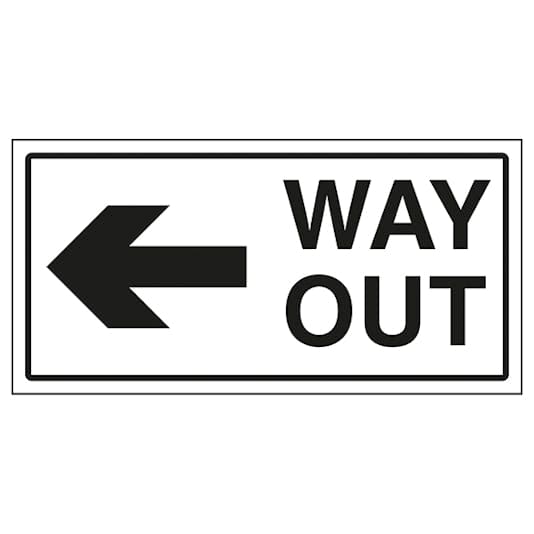 way out arrow left – Safety Sign Warehouse