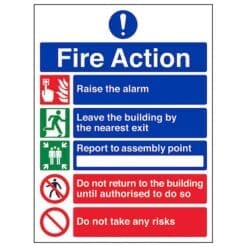 5 Point Fire Action Notice/Do Not Take Risks sign - Ref: fan1