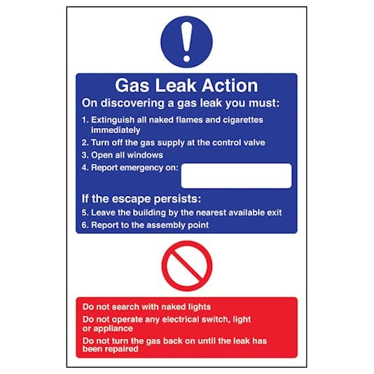 Gas Leak Action – Safety Sign Warehouse