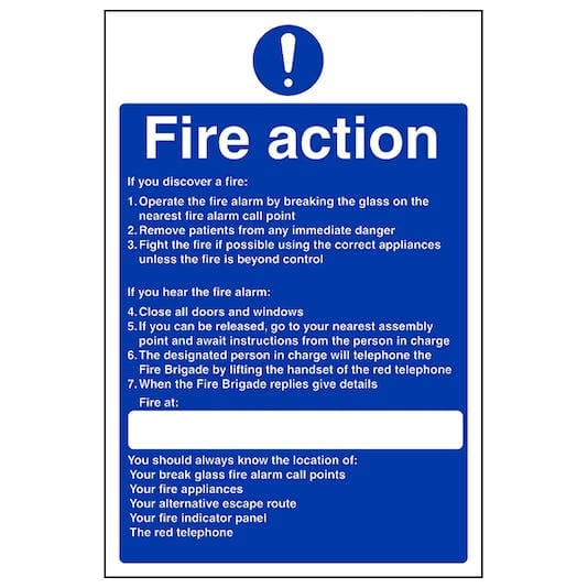 Nursing Hospital Fire Action If You Hear The Fire Alarm – Safety Sign Warehouse