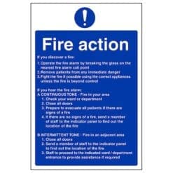 Nursing/Hospital Fire Action On Hearing The Alarm sign - Ref: fan23