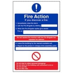 Fire Action - If You Discover A Fire sign - Ref: fan3