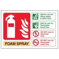 Foam Spray fire extinguisher sign - Landscape - Ref: fe13