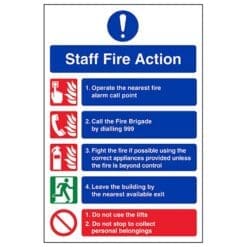 Staff Fire Action Notice sign - Ref: fan14