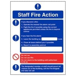 Fire Action - Staff Fire Instructions sign - Ref: fan10