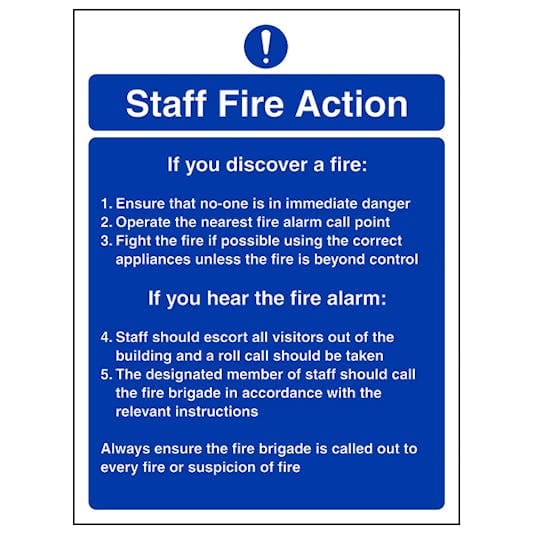 staff fire instructions blue – Safety Sign Warehouse
