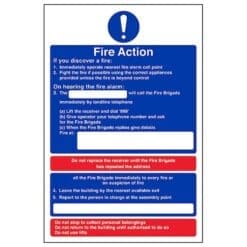 Fire Action - On Hearing / Discovering or Suspicion of Fire sign - Ref: fan11