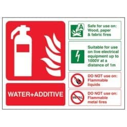 Water + Additive fire extinguisher sign - Landscape - Ref: fe18
