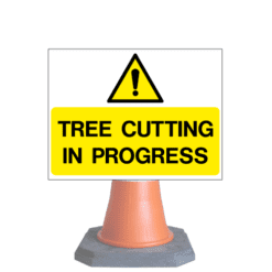 Tree-cutting-in-progress-cns38-cone-sign-med – Safety Sign Warehouse