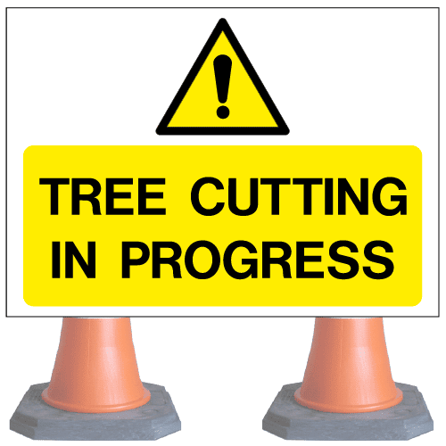 Tree-cutting-in-progress-cns38v4-2cone-sign-med – Safety Sign Warehouse