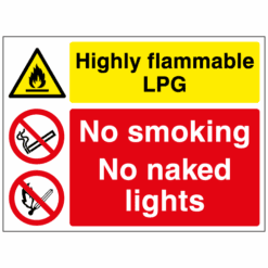 Highly flammable No smoking No naked lights sign - Ref: p29
