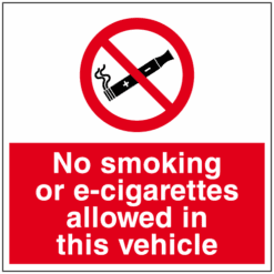 No smoking or e-cigarettes allowed in this vehicle sign - Ref: cig1