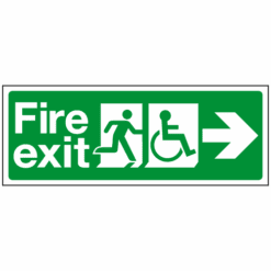 Fire exit wheelchair arrow RIGHT sign - Ref: dsc16