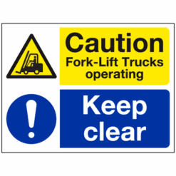 Caution fork-lift trucks operating keep clear sign - Ref: mp50