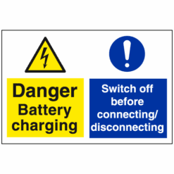 Danger battery charging switch off before connecting/disconnecting sign - Ref: mp54