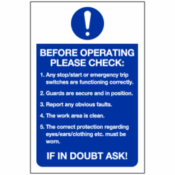 Before operating please check sign - Ref: ms129