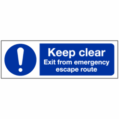 Keep clear exit from emergency escape route sign - Ref: ms17