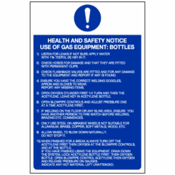 Health and safety notice use of gas equipment bottles sign - Ref: ms217