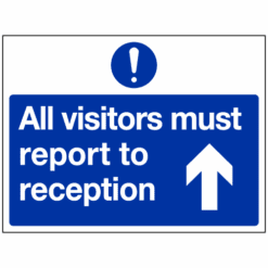 All visitors must report to reception arrow ahead sign - Ref: ms379