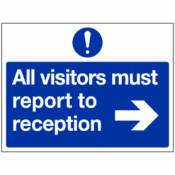 All visitors must report to reception arrow right sign - Ref: ms380