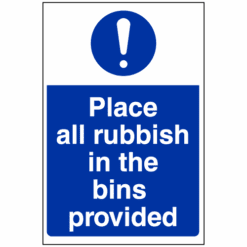 Place all rubbish in bins provided sign - Ref: ms79