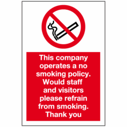 This company operates a no smoking policy sign - Ref: ps129