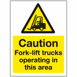 Caution fork-lift trucks operating in this area sign - Ref: ws526
