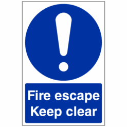 Fire escape Keep clear sign - Ref: m25