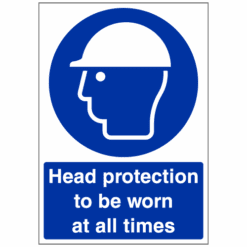 Head protection to be worn at all times sign - Ref: m3
