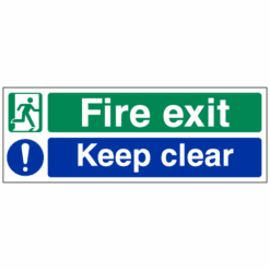 Fire exit keep clear sign - Ref: s43