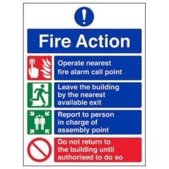 4 Point Fire Action Notice sign - Ref: fan7