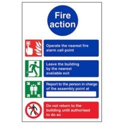 4 Point Fire Action Notice/Operate Nearest Fire Alarm sign - Ref: fan5
