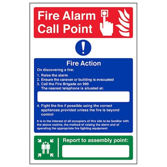 Caravan Site Fire Action Assembly Point – Safety Sign Warehouse