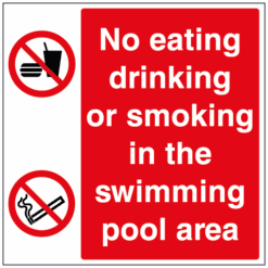 No eating, drinking or smoking in the swimming pool area sign - Ref: ps20