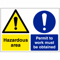 Hazardous area - Permit to work must be obtained sign - Ref: cs11