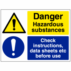Warning hazardous substances - Check instructions Data sheets before use sign - Ref: cs5