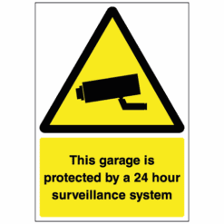 This garage is protected by a 24 hour surveillance system sign - Ref: se5