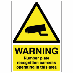 Warning Number plate recognition cameras operating in this area sign - Ref: w343