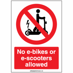 No E-bikes or E-scooters allowed sign - Ref: p999