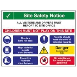 Multi Hazard Site Safety All Visitors To Site Office sign - Ref: c1